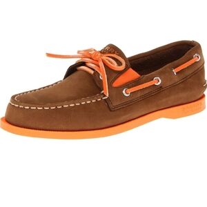 Sperry Leather Boat Shoes Brown Orange 7.5